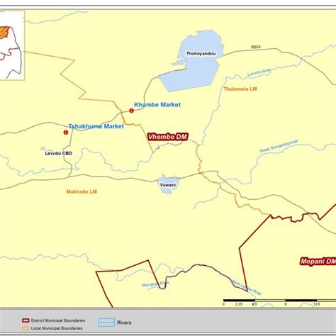 Map of the study area showing the location of the Tshakhuma Market in... | Download Scientific ...