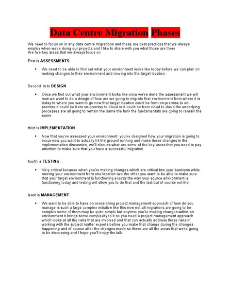 Five Key Phases of a Successful Data Center Migration | PDF | Data ...