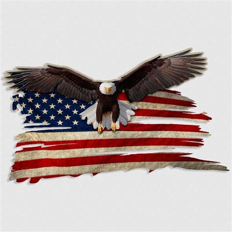 American Flag Bald Eagle Tattered Decal | USA Patriotic Sticker