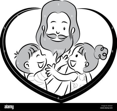 Cartoon Jesus Christ hug children Stock Vector Image & Art - Alamy