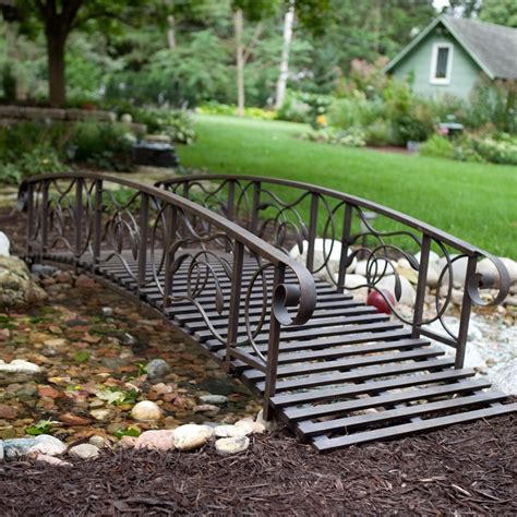 8-Ft Metal Garden Bridge, Weathered Black Finish - 750-lb Capacity ...