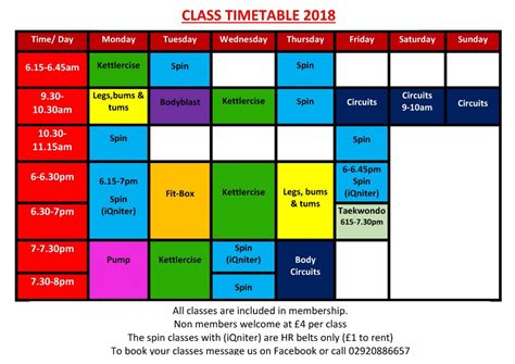 class timetable 2018 pic - Quest Fitness