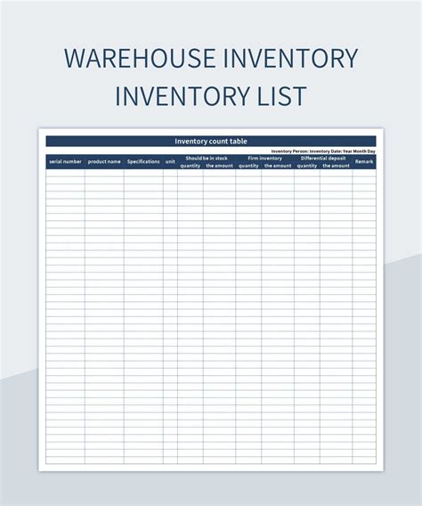 Warehouse Inventory Inventory List Excel Template And Google Sheets ...