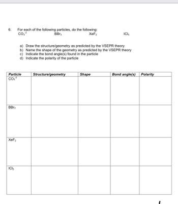 Answered: 6. BBrs Particle CO₂² XeF₂ For each of… | bartleby