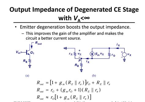 Calculation of common emitter output impedance with output resistance ...