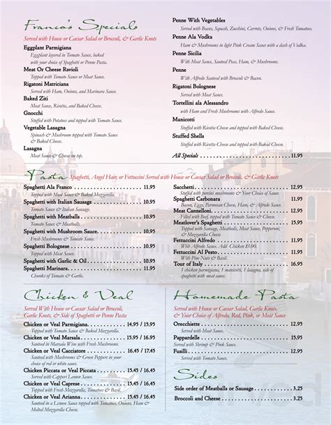 Franco's Italian Restaurant menus in Mechanicsville, Virginia, United States