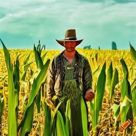 Portrait of a farmer in a corn field on Craiyon