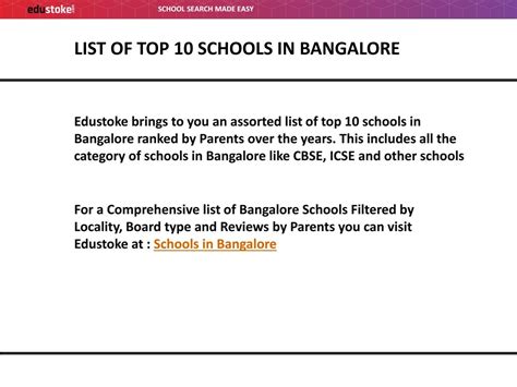 List of top 10 schools in bangalore by edu stoke - Issuu