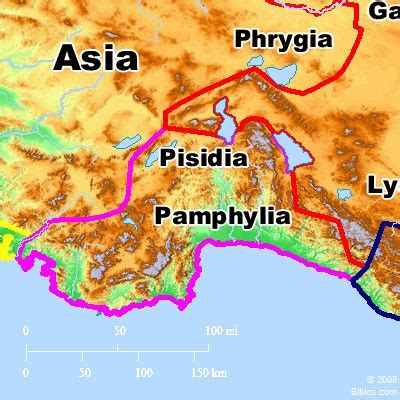 Bible Map: Pamphylia | Bible mapping, Chronological bible, Bible class