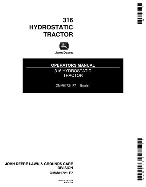 John Deere Tractor 316 Operators Manual PDF