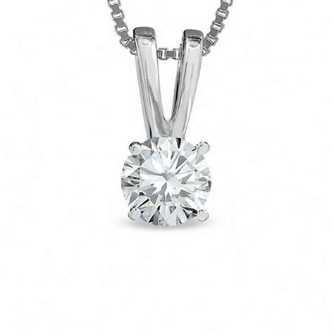 Zales 1/4 CT. Certified Diamond Solitaire Pendant in 18K White Gold (I/VS2) | Solitaire pendant ...