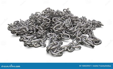 Steel Galvanized Chain Isolated on White Background. 3D Illustration ...