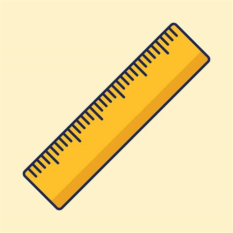 Cute yellow ruler cartoon icon vector illustration. Education icon ...