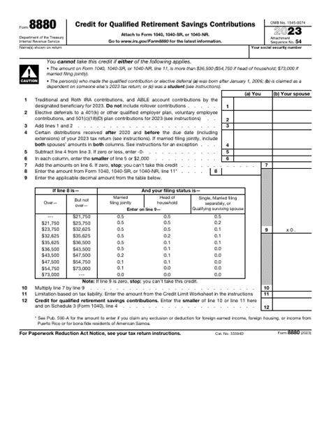 IRS Form 8880 Download Fillable PDF or Fill Online Credit for Qualified Retirement Savings ...