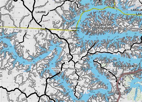 Lake of the Ozarks New and Old Combo Map Classic Gray with Cove Names - Gallup Map