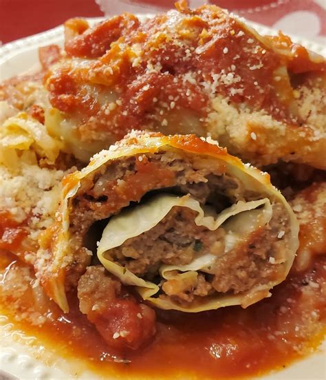 Stuffed Cabbage Rolls with Tomato Sauce - Rosalie Serving