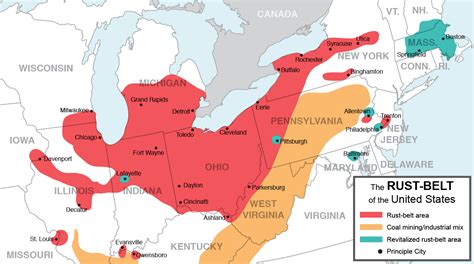 US Map: The Rust Belt. Regionalization, Industrialization. Martin's AP ...