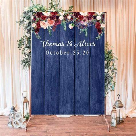 Personalized Royal Blue Floral Wedding Backdrop for Reception in 2021 | Wedding backdrop, Floral ...