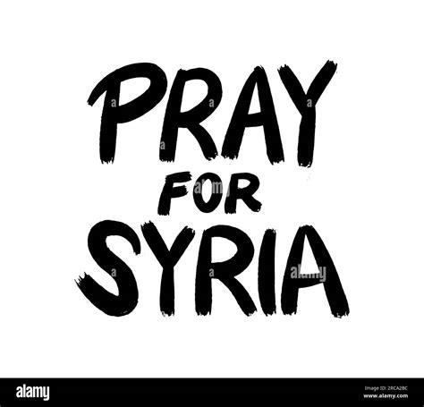 Pray for Syria text quote in black, typographic logotype, vector illustration isolated on white ...