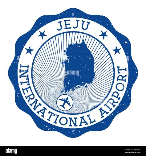 Jeju International Airport stamp. Airport of Jeju City round logo with ...