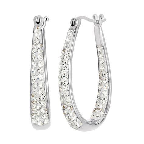 Brilliance Fine Jewelry - Sterling Silver Clear Crystal Hoop Earrings - Walmart.com - Walmart.com