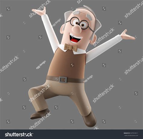 3d Cartoon Illustration Old Man Happy Stock Illustration 327016511 ...