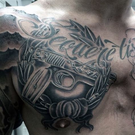 80 Pistol Tattoos For Men - Manly Sidearm Designs