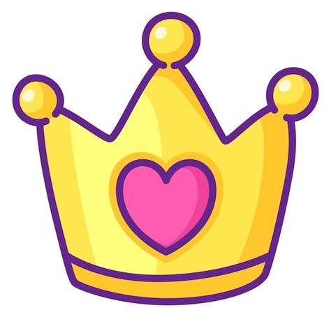 Premium Vector | Cute princess crown with heart sign color icon