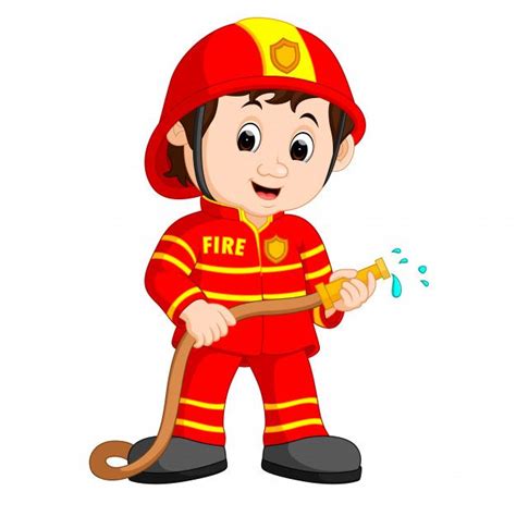 Caricatura lindo bombero Vector Premium | Bombero animado, Bomberos infantiles, Imágenes de bomberos