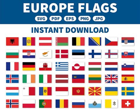 Flags of Europe Collection Pack Svg Pdf Eps Png Jpg - Etsy