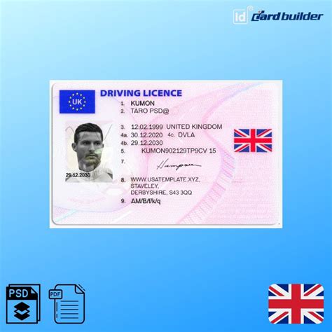 UK Drivers License Template 2021+