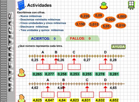 AULAESFERA: RECTA NUMÉRICA CON Nº DECIMALES. ESCRITURA (Hasta la milésima)