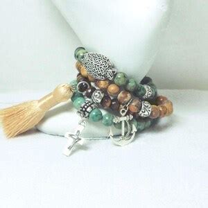 African Jade Bracelet, Jade Jewelry, African Jade, Boho Yoga, Green Brown, Stretch Stackable ...