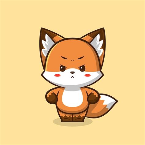 Premium Vector | Cute angry fox cartoon vector icon illustration animal ...