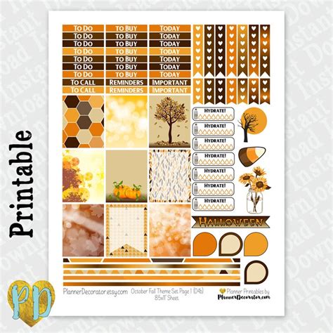 October printable planner stickers monthly sticker kit | Etsy