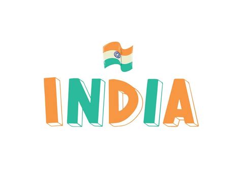 India hand drawn typography quote, word decorated with national flag for posters, prints, cards ...