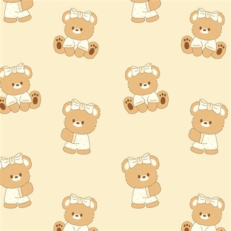 Premium Vector | Teddy bear girl seamless pattern wallpaper