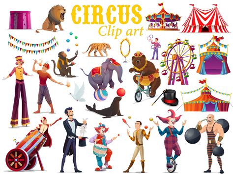 Circus Clipart Set Cute Carnival Illustrations of Circus - Etsy