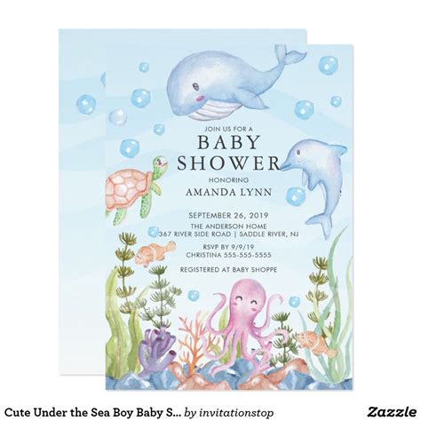 Under The Sea Baby Boy Shower Invitations - Houses For Rent Near Me