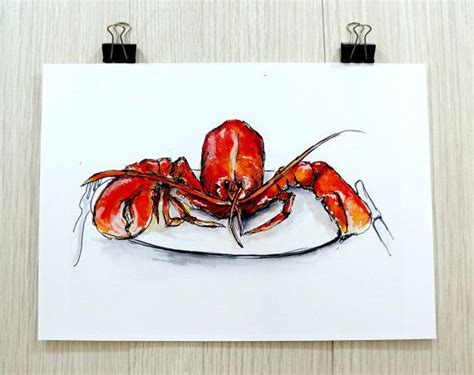 Lobster Print made from my original watercolour. I loved painting this one so was thrilled to ...