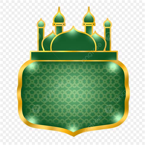 Islamic Mosque Clipart Vector, Luxury Islamic Frame Border Gold Green With Mosque Silhouette ...