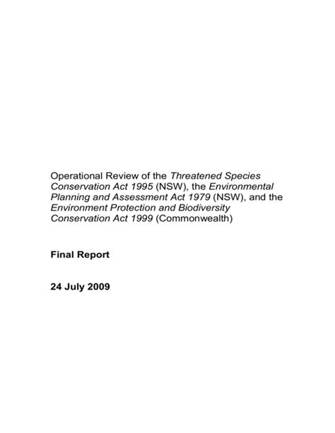 Operational review of the Threatened Species Conservation Act