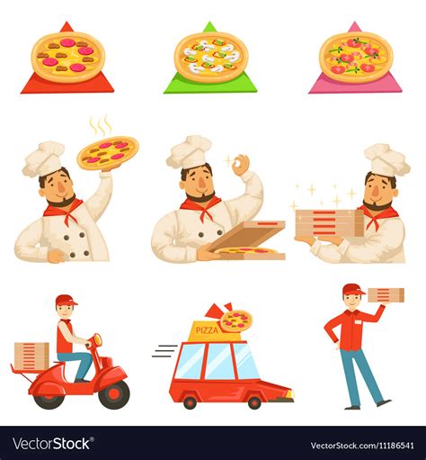 Pizza delievery fast service process info Vector Image