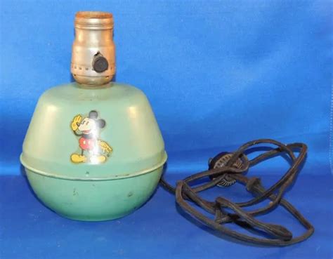 VINTAGE DISNEY 1940'S Soreng-Manegold Co. Tin Metal Mickey Mouse Lamp ...