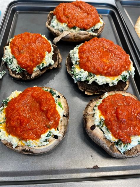 Cheese & Spinach Stuffed Mushrooms - Home Cooking With Julie Neville