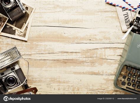 Vintage Journalism Table Top View Background Stock Photo by ©estudiosaavedra 232200112