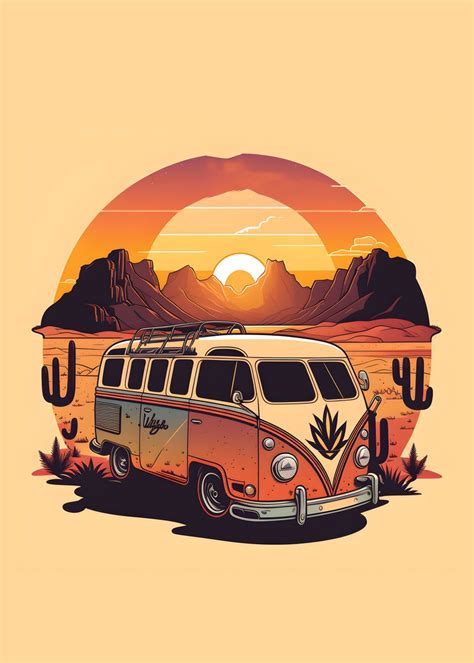 'Bus Vintage' Poster, picture, metal print, paint by V Styler | Displate