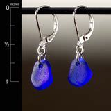 Cobalt Sea Glass Top-Drilled Leverback Earrings - Relish, Inc. Store
