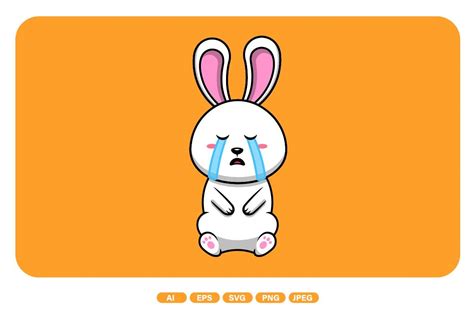 Cute Rabbit Crying Cartoon | Animal Illustrations ~ Creative Market