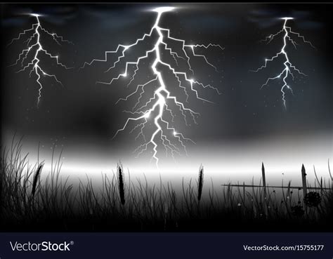 Lightning storm with on a dark background Vector Image